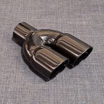 Twin 3" Slash-Cut Bevelled Tailpipe - L/H (Black)