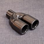 Twin 3" Straight-Cut Inrolled Tailpipe - Staggered (Black)